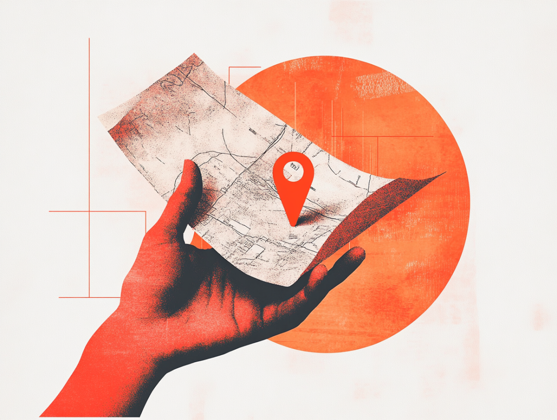 umnexx_minimalist_collage_depicting_Hand_holding_a_map_with_a_l_fb681518-5f84-486f-ad92-dc461c4a84e7